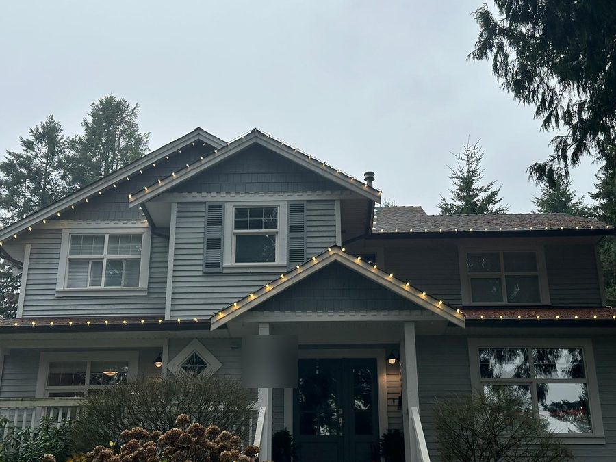 Roofline installation, daytime view — LitUp Vancouver installation
