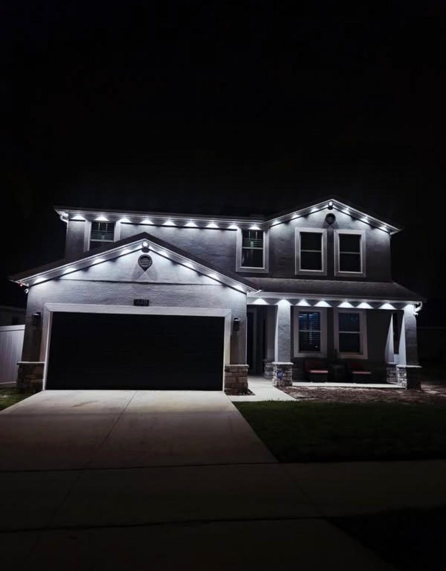 Modern gable accent lighting — LitUp Vancouver installation